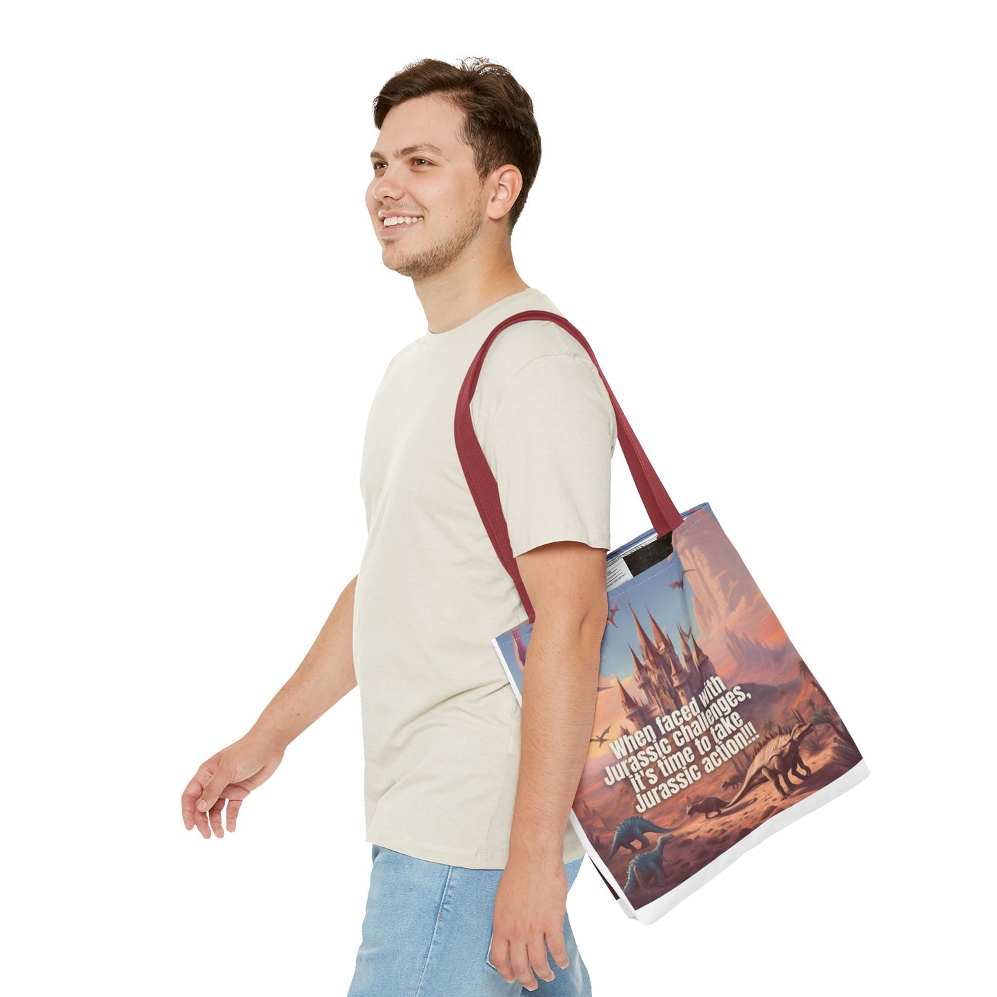 "Survive the Roar: Jurassic Challenges Tote Bag"